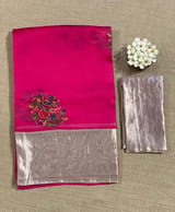 Rani Pink Organza Saree with pure Tissue Border SS50291
