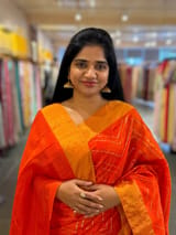 Orange Dhupion Raw Silk Saree with Gharchola bandhini blouse SS55490