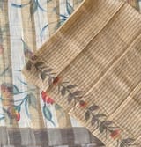 Mul silk handpainted Saree with tissue stripes