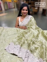 Apple green  Designer Tissue with embroidery