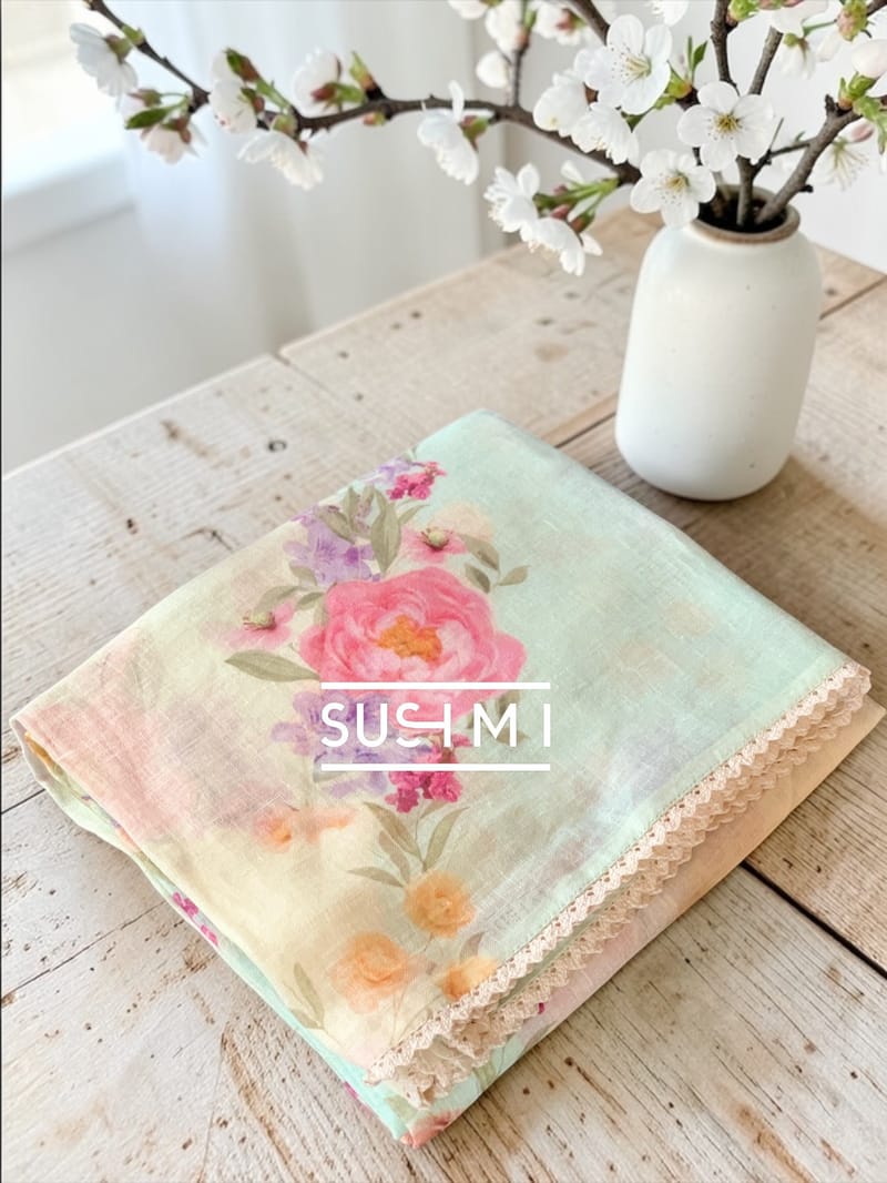 Ombre dyed Floral printed lenin