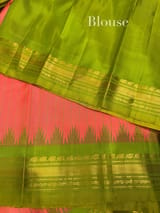 Coral vintage stripes Gadwal Silk Saree : S62F210