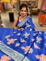 Royal Blue Mashru Banaras with embroidery SS5011