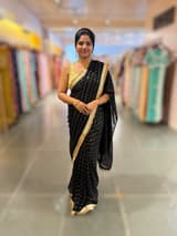 Black Georgette Saree with zigzag pattern badla sequnce : S62F080