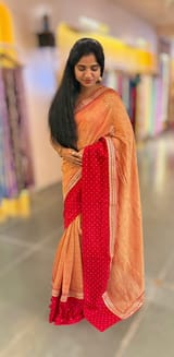 Red Crush Tissue Saree with Bandhini & Sabhya borders SS50399