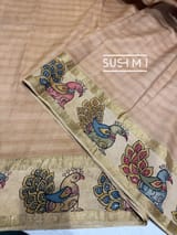 Champagne BeigeKanchi pen kalamkari fusion saree