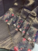 Dark violet Pure Tissue Saree with embroidered border