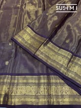 Darkbrown & Violet dual tone vaira oosi stripes Vintage Kanjeevaram Saree : S62F119