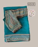 Teal DesignerOrganza saree