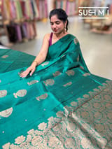 Emerald Green Banarasi Handloom Dupion Rawsilk Saree : S62F107