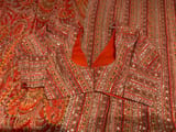 Orange Designer Printed Crepe Silk Saree