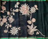 Black Designer Organza with Tissue applique work