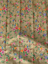 Earthy Tone Tissue Stripes Saree with petite point Embroidered tissue border and blouse .