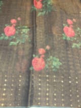 Darkest Brown Printed Tussar Tissue Saree SS50449