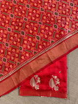 Red Pure Handloom Raw Silk Saree SS50492