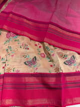 Peach Tissue Gorgette Fusion Saree with vidarbha Borders