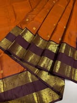 Light Rust Orange and Winish Brown Vintage Kanchipuram Gap border Saree SS50175