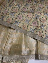 Pista Tissue checks Saree with sabhyasachi borders SS50414