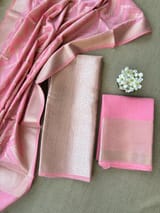 Coral Pink Banarasi Mul Silk Brocade 3-pc Sharara Suit set : SS62J12