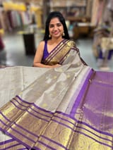 English Grey Vintage kanchi checks  saree SS50159