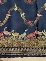 Midnight Blue Mashru Silk Saree with allover weaving and Sahbysachi borders and Blouse SS50575