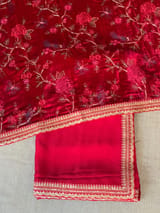 Red Satin Saree