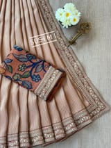 Rust Orange  Banarasi tonchoi with pen kalamkari Blouse : D62F021