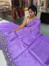 Lilac pure organza with handwork SS50251