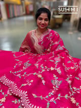 Pink Pure Organza with petite point embroidery: S62F171