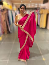 Pink crepe Silk Saree