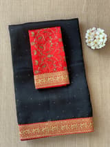 Black Organza with sabyasachi borders SS50275