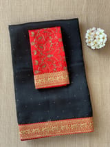 Black Organza with sabyasachi borders SS50275