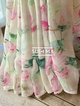 Pure lenin saree with statement Pichwai Print
