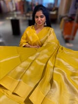Yellow Banarasi Tissue with Designer blouse SS50382