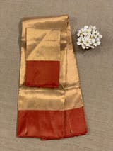 Pure Handloom Gold Tissue Saree with red tissue single muniya border SS50237