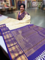 Ivory Vintage Stripes  kanjeevaram Saree