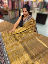Antique Gold Tissue checks Saree with sabhyasachi borders