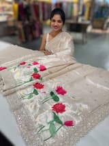 Silver Tissue Designer Saree with heavy handwork and embroidery SS50241