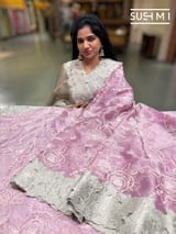 Lilac Pink Designer Tissue with embroidery