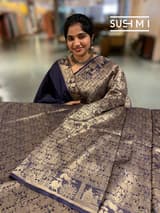 Midnight Blue Banarasi Brocade Katan silk Saree : D62126