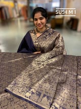 Midnight Blue Banarasi Brocade Katan silk Saree : D62126