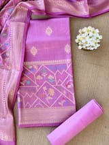 Lilac Pink Banarasi Chiniya Silk Suit set SS62J01