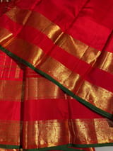 Chilli Red Vintage Checks Kanjeevaram Saree SS50156