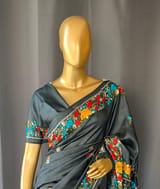 Elephant Grey Pure Handloom Tussar Saree