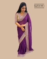 Purple DesignerOrganza saree SS50249