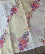 Floral printed handloom lenin saree