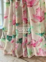 Pure lenin saree with statement Pichwai Print