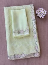 Sea Green Georgette saree with allover Chikankari