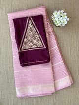 Pastel Pink Banarasi kora Saree