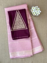 Pastel Pink Banarasi kora Saree
